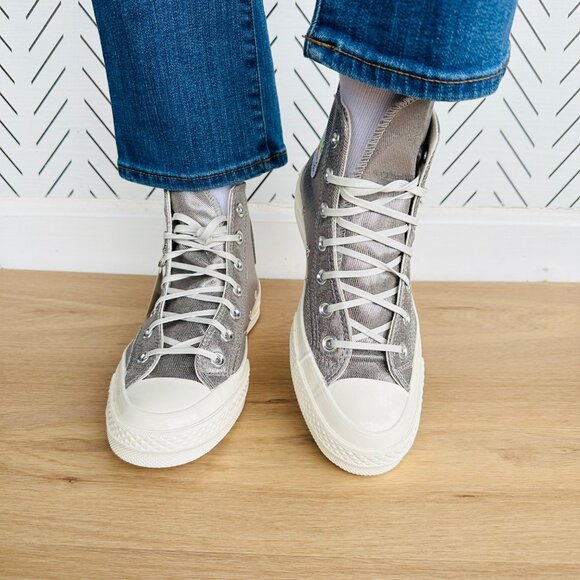 ❤️Converse Chuck 70 Pride Hi Silver Sz 7 Women's Shoes Metallic Sneaker A10214C - Picture 5 of 14